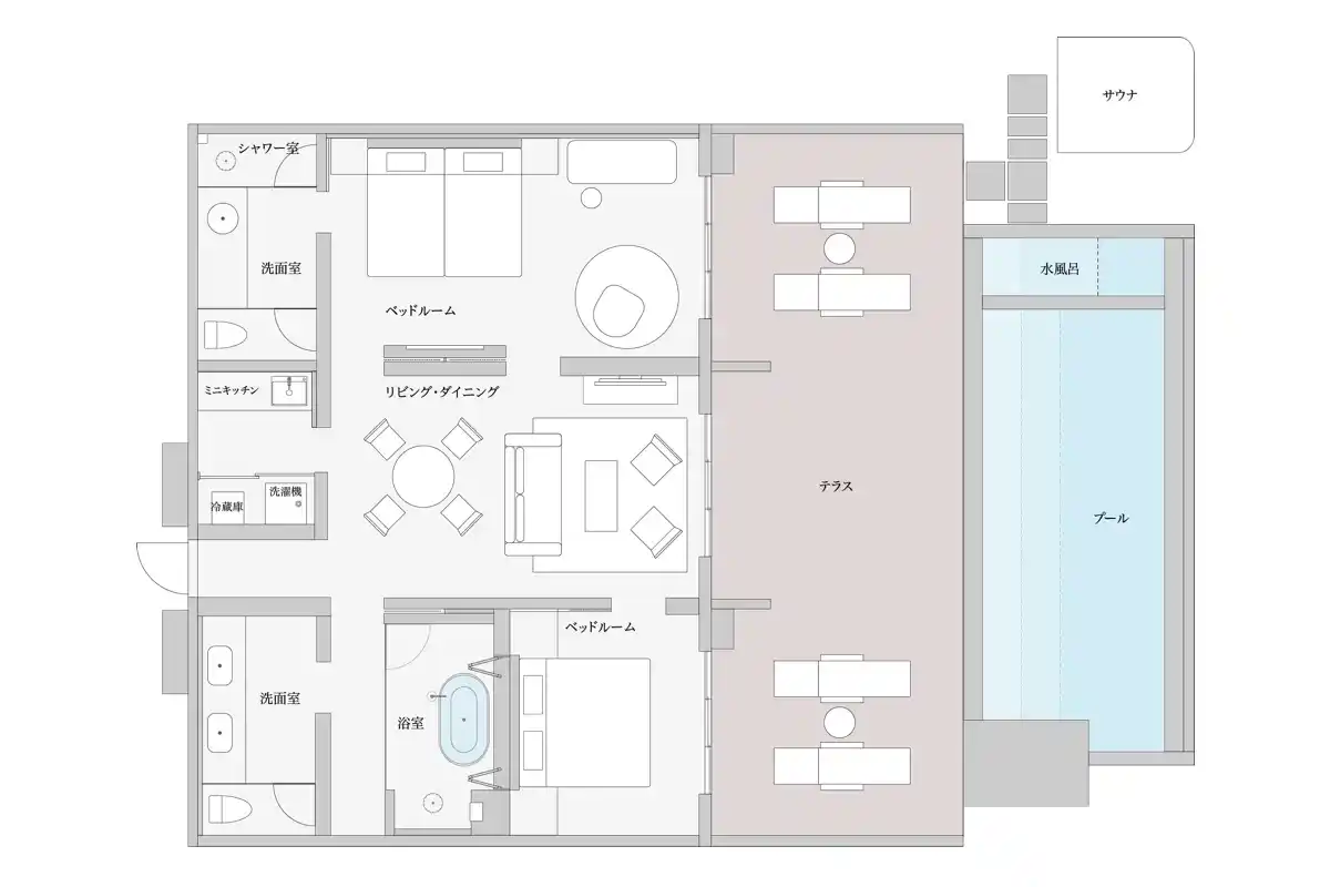 sauna suite layout